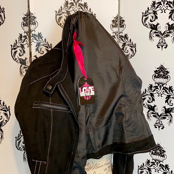 🍀 NWT! Faux Suede Bling Leopard Skull Jacket! - Picture 10 of 11